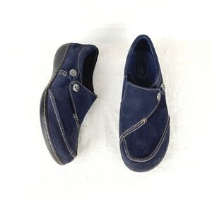 Clarks Dark Blue Loafers with Button Detail